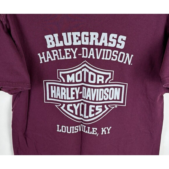 Harley Davidson Louisville Kentucky Graphic T-Shirt / Maroon / Size Large - Picture 6 of 7